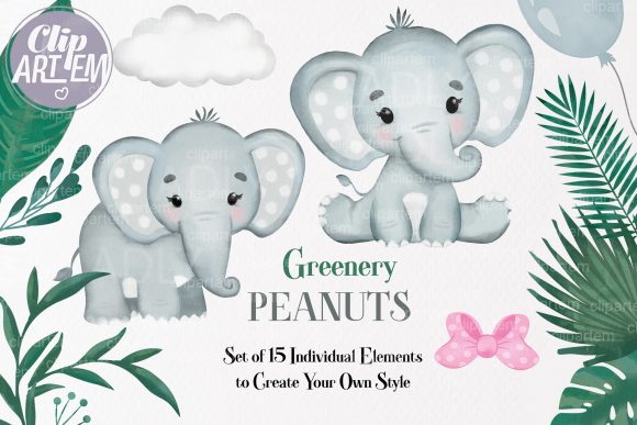 Download Gray Elephant Greenery Unisex PNG Set - Unisex Collection