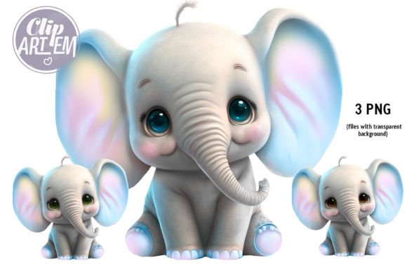 Download Unisex Baby Elephant Clip Art 3 PNGs - Unisex Collection