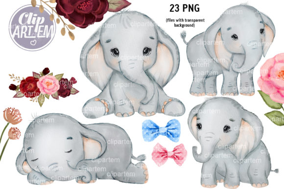 Download 23 Clip Art Unisex Elephant PNG Bundle - Unisex Collection