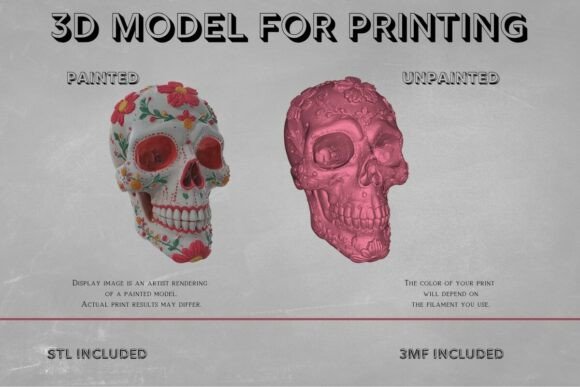 Download Floral Sugar Skull 3D Model - Premium Resources