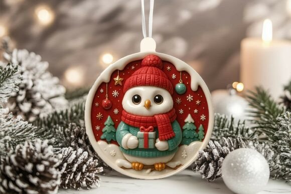 Download 3D Porcelain Snow Owl Christmas Ornament - Snow owl Collection