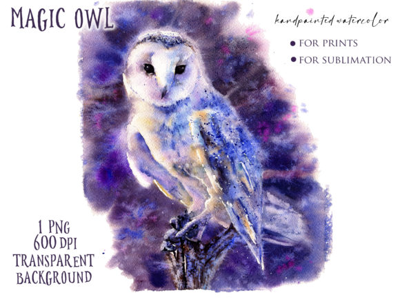 Download Magic Owl Watercolor Sublimation PNG - Premium Resources